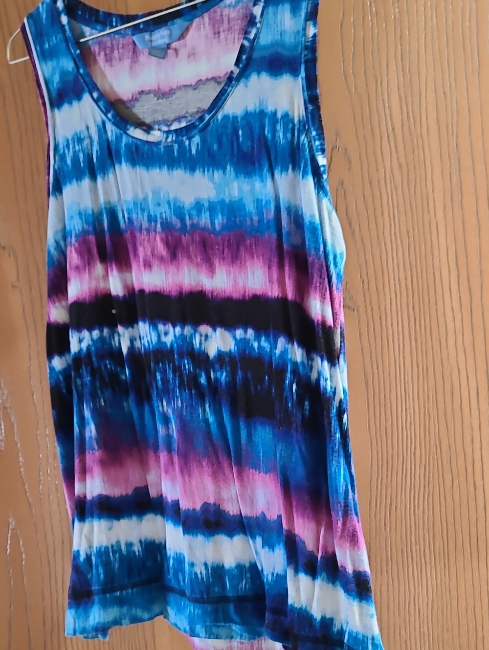Simply Vera Vera Wang Blue & Pink Tie-Dye Stripe Tank